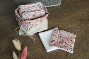 Lingettes lavables coton Pissenlit, panier réversible Les Fantaisies de Malou