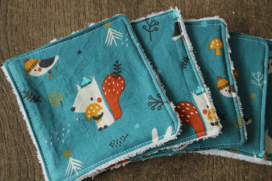 Lot de 5 lingettes lavables Oeko-tex Lapin Bleu Les Fantaisies de Malou