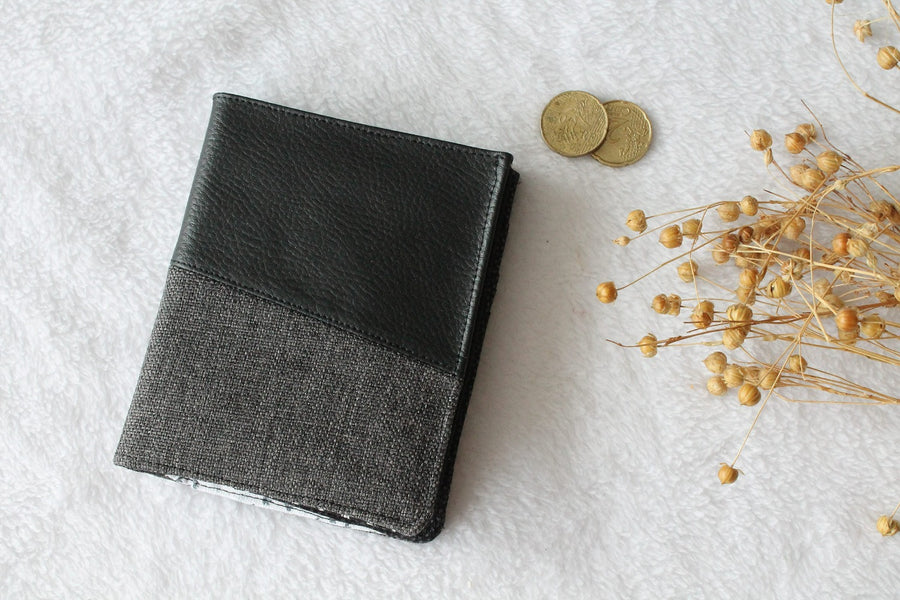 Portefeuille pour homme gris et noir Les Fantaisies de Malou