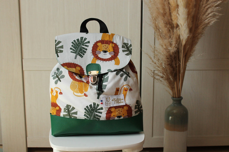 Sac à dos enfant maternelle Lion Les Fantaisies de Malou