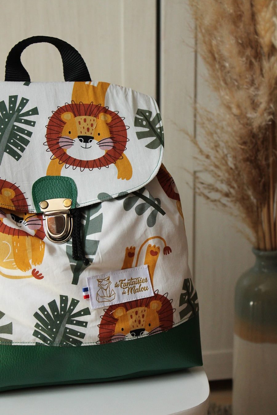 Sac à dos enfant maternelle Lion Les Fantaisies de Malou